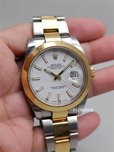 rolex datejust two tone smooth bezel